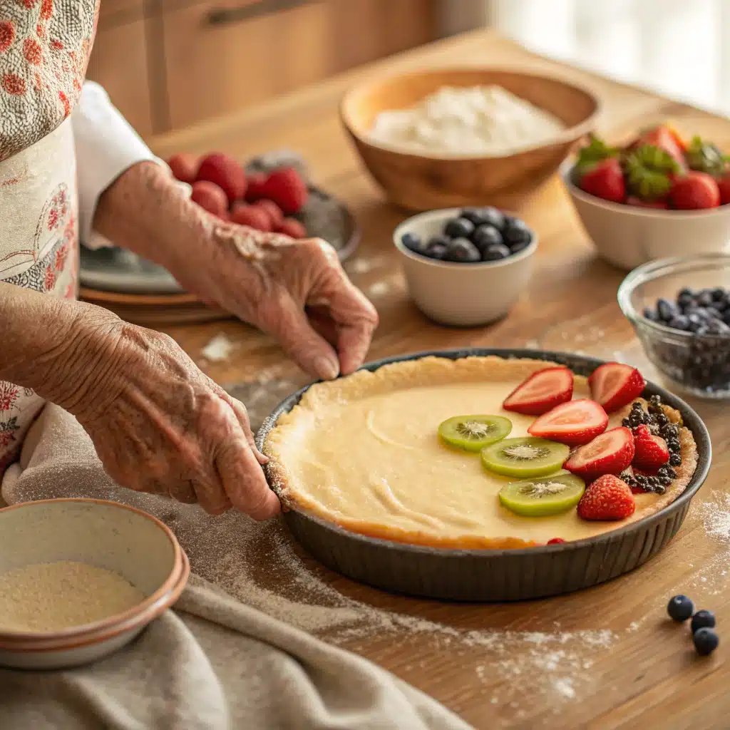 Making fruit pizza recipe step by step