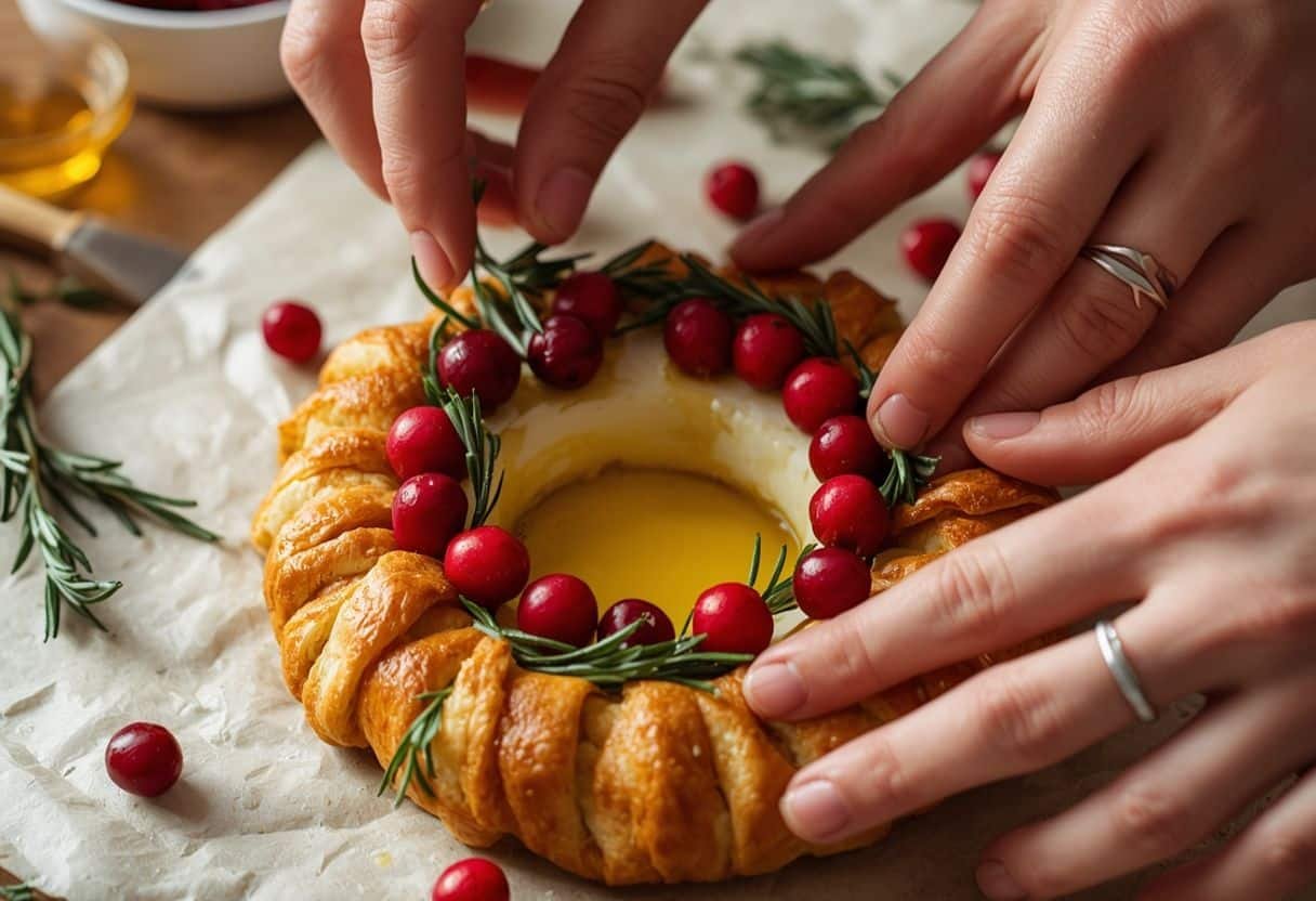 Brie cheese and cranberry Christmas wreath - Process or ingredients