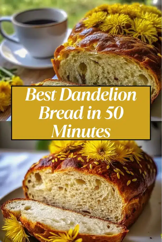 Dandelion Bread The Most Unique and Fragrant Quick Bread You Will Ever Bake 43 Dandelion Bread golden honey quick bread loaf sliced showing moist crumb with yellow dandelion petals on a white marble surface with fresh dandelions and honey alongside
