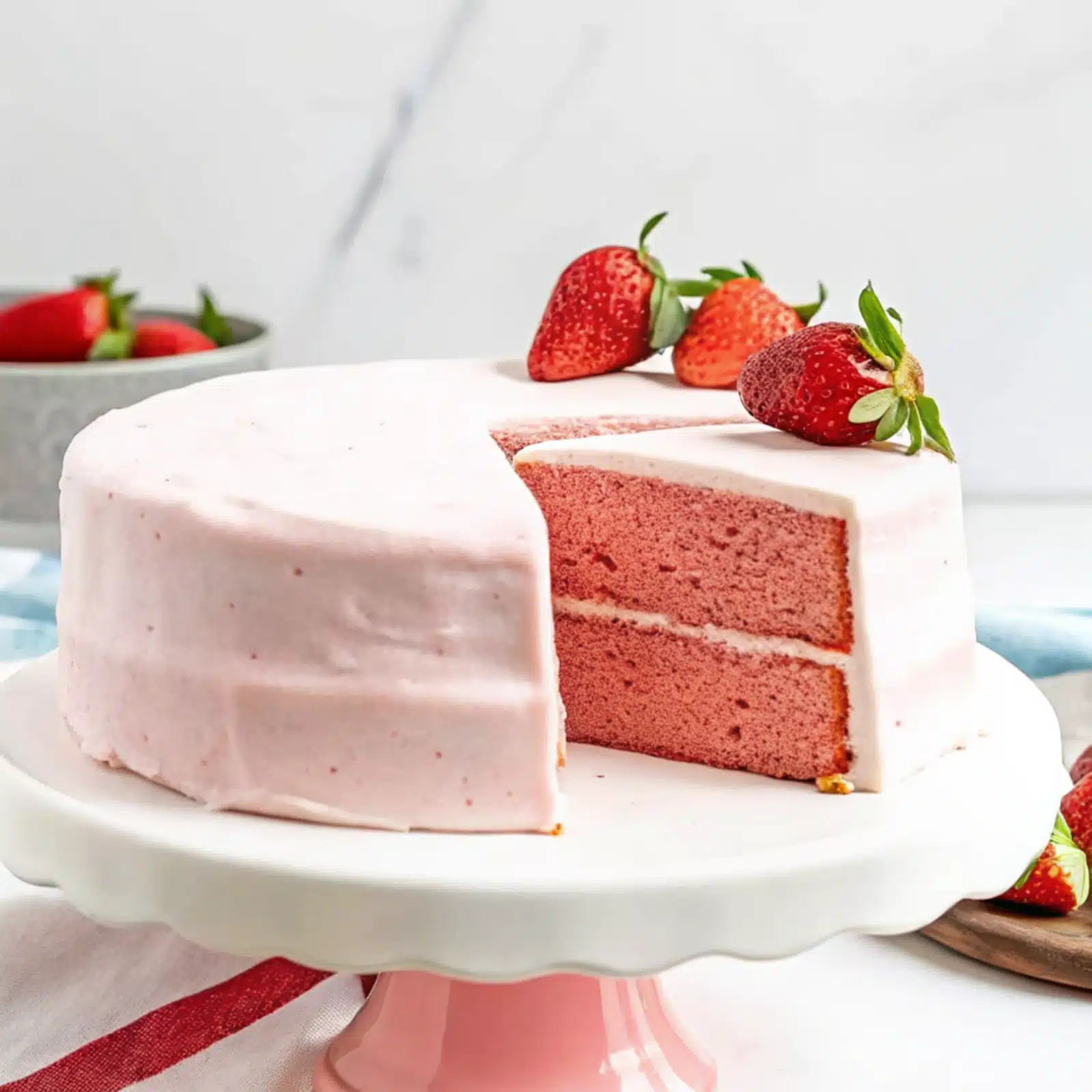 Strawberry Layer Cake Easy Moist Bakery Style Summer Recipe