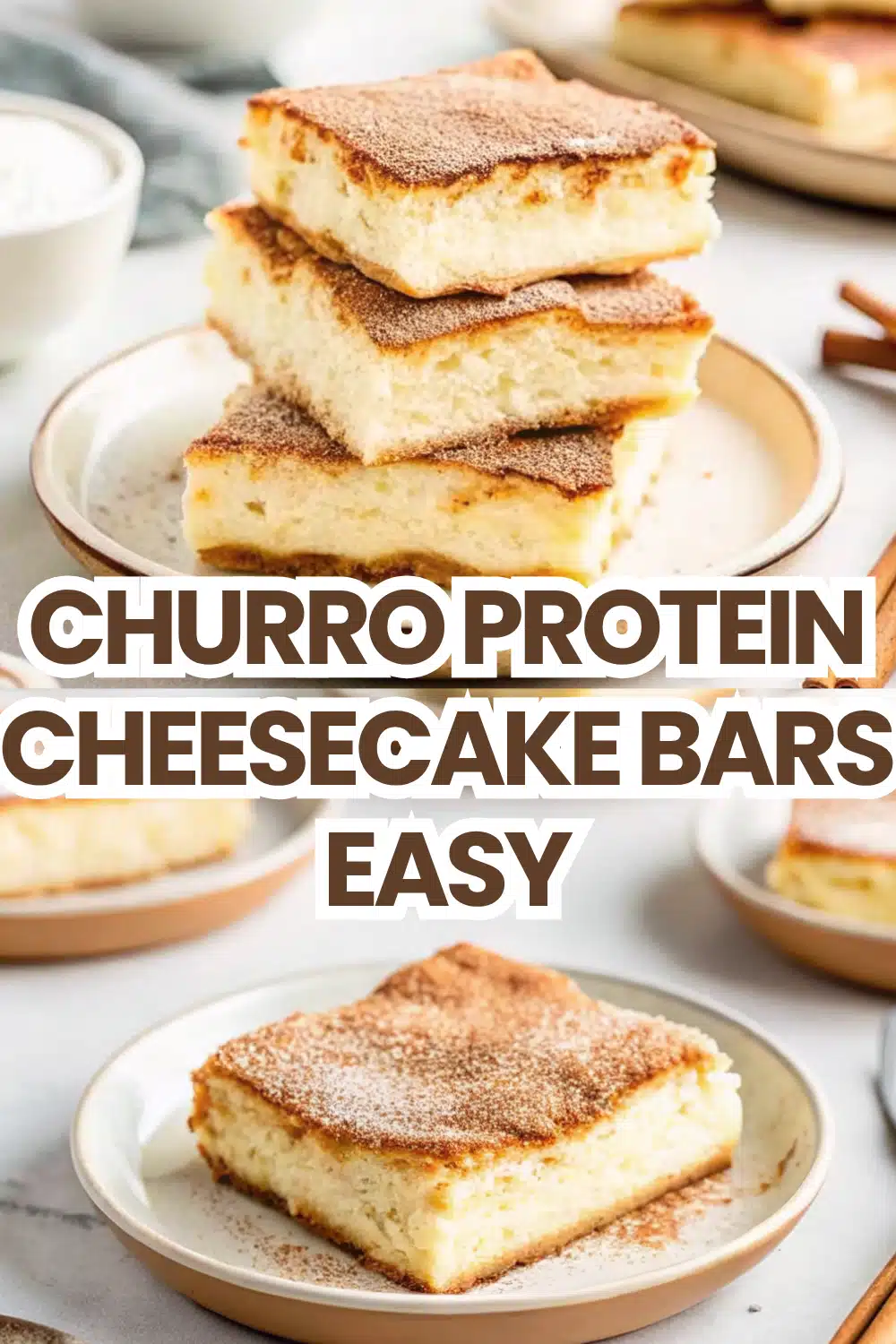 Churro Protein Cheesecake Bars Easy