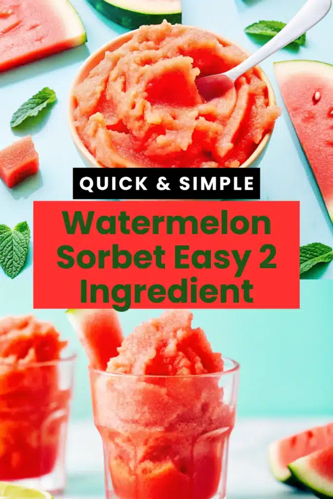 Watermelon Sorbet vibrant pink scoops in white bowl with silver spoon on marble