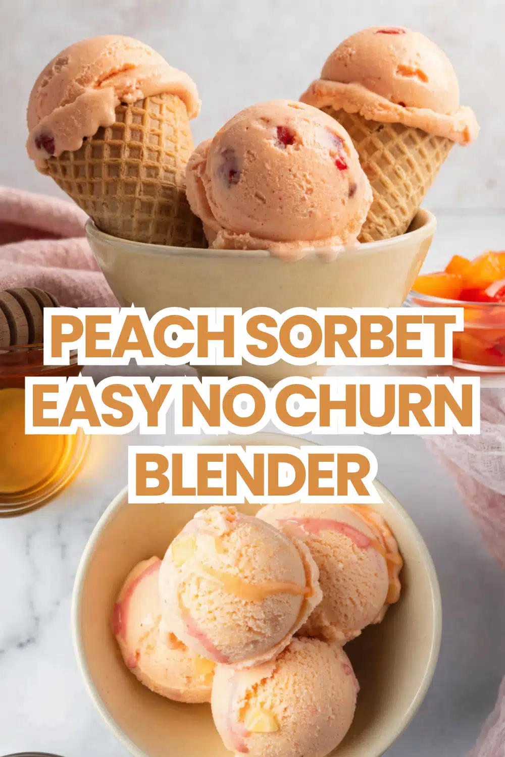 Peach Sorbet The Most Easy No Churn Blender Honey Lemon Zest Dairy Free Summer Frozen Peach Sorbet You Will Make 36 Peach Sorbet Easy No Churn Blender