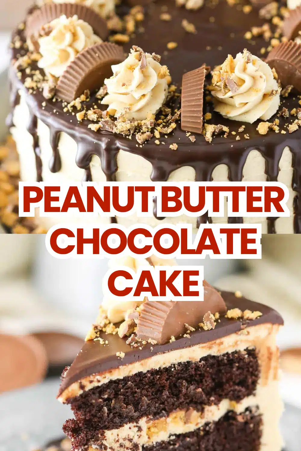 Peanut Butter Chocolate Cake The Most Easy Moist Three Layer Reeses Peanut Butter Frosting Chocolate Ganache Celebration Cake 76 Peanut Butter Chocolate Cake