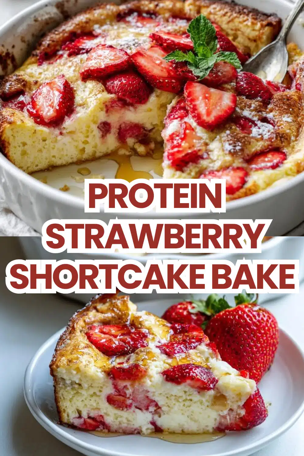 Protein Strawberry Shortcake Bake The Most Easy Flourless Cottage Cheese Almond Flour Fresh Strawberry High Protein Dessert 32 Protein Strawberry Shortcake Bake