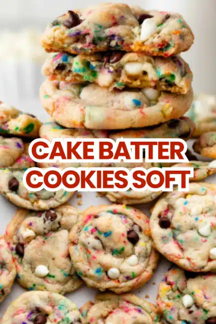 Cake Batter Cookies The Most Easy Soft Funfetti Yellow Cake Mix Sprinkle White Chocolate Chip Vanilla Almond Birthday Cookie Recipe 44 Cake Batter Cookies soft