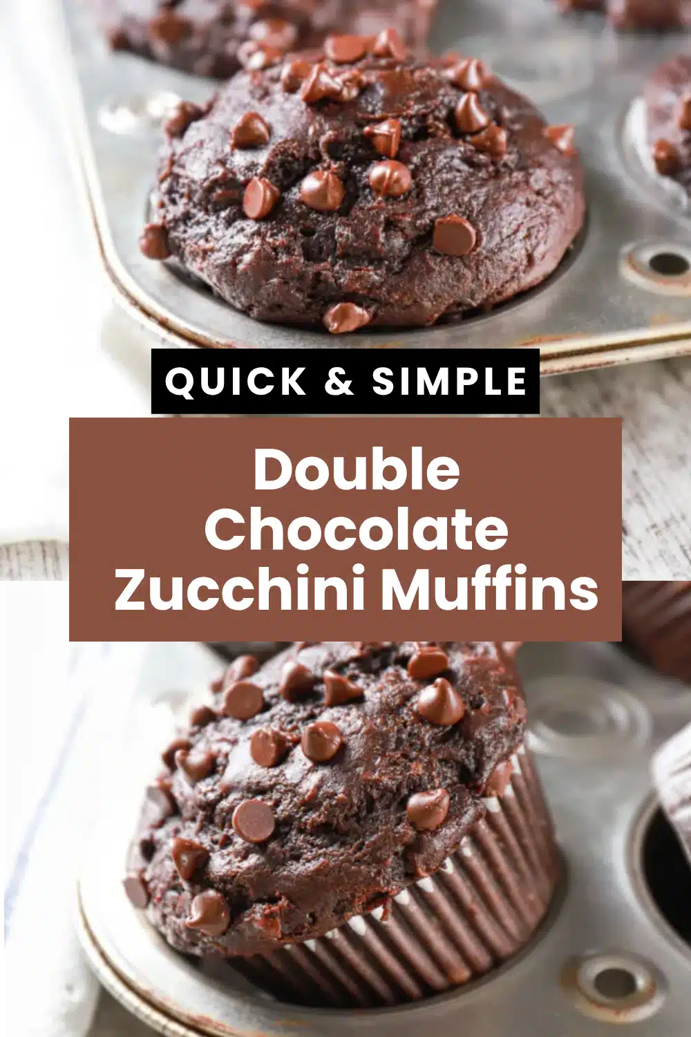 Double Chocolate Zucchini Muffins The Most Easy Fudgy Moist Cocoa Shredded Zucchini Chocolate Chip Bakery-Dome Breakfast Muffin 50 Double Chocolate Zucchini Muffins