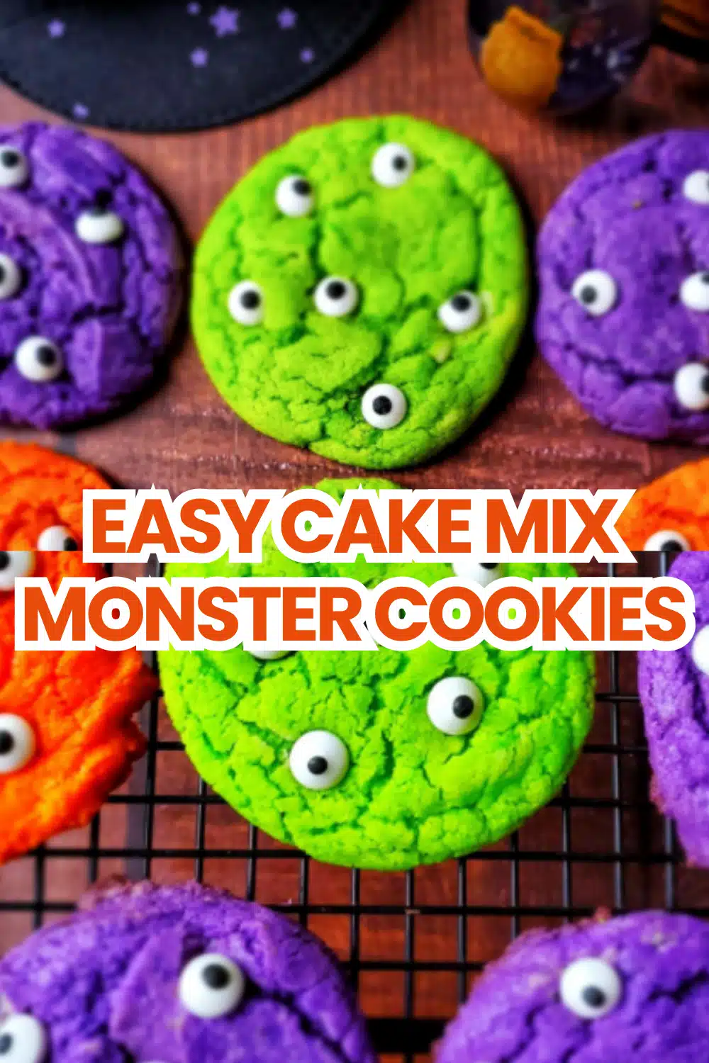 Cake Mix Monster Cookies The Most Easy Halloween Funfetti Cake Mix Halloween M&M Dark Chip Candy Eye Individual Monster Cookie Recipe 44 Cake Mix Monster Cookies