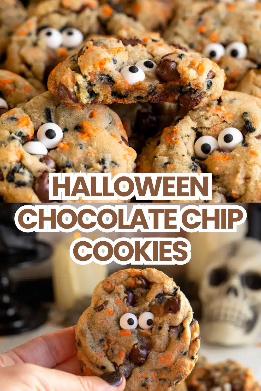 Halloween Chocolate Chip Cookies The Most Easy Chewy Orange Halloween M&M Black White Chip Pumpkin Sprinkle Individual Cookie Recipe 52 Halloween Chocolate Chip Cookies