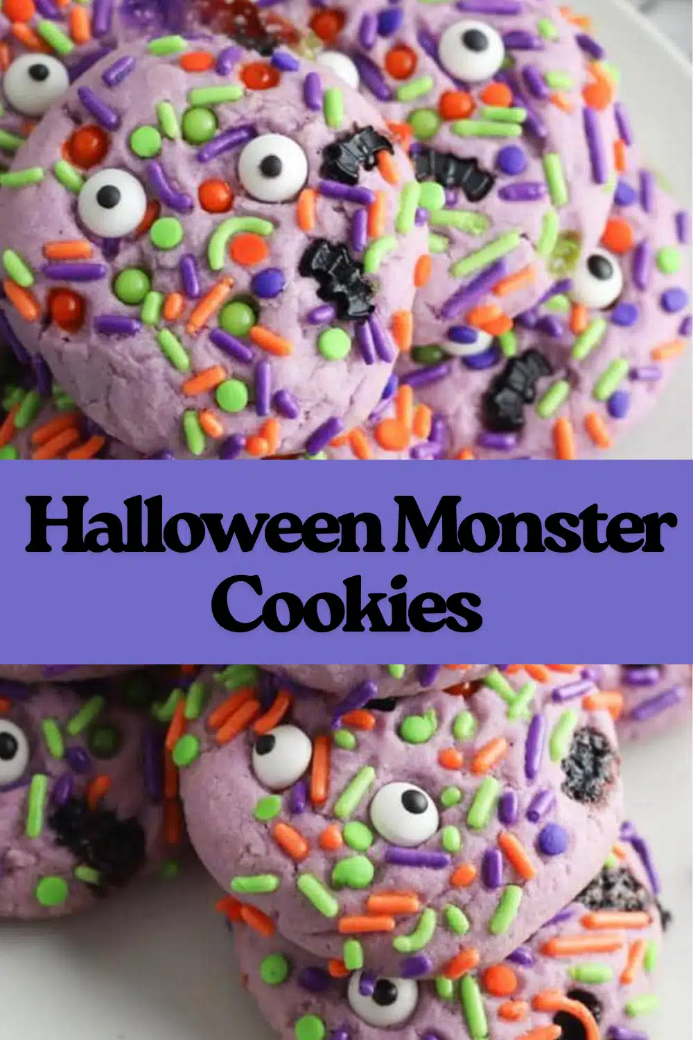 Halloween Monster Cookies The Most Easy Oat Peanut Butter Halloween M&M Dark Chip Candy Eye Googly Sprinkle Individual Monster Cookie 52 Halloween Monster Cookies