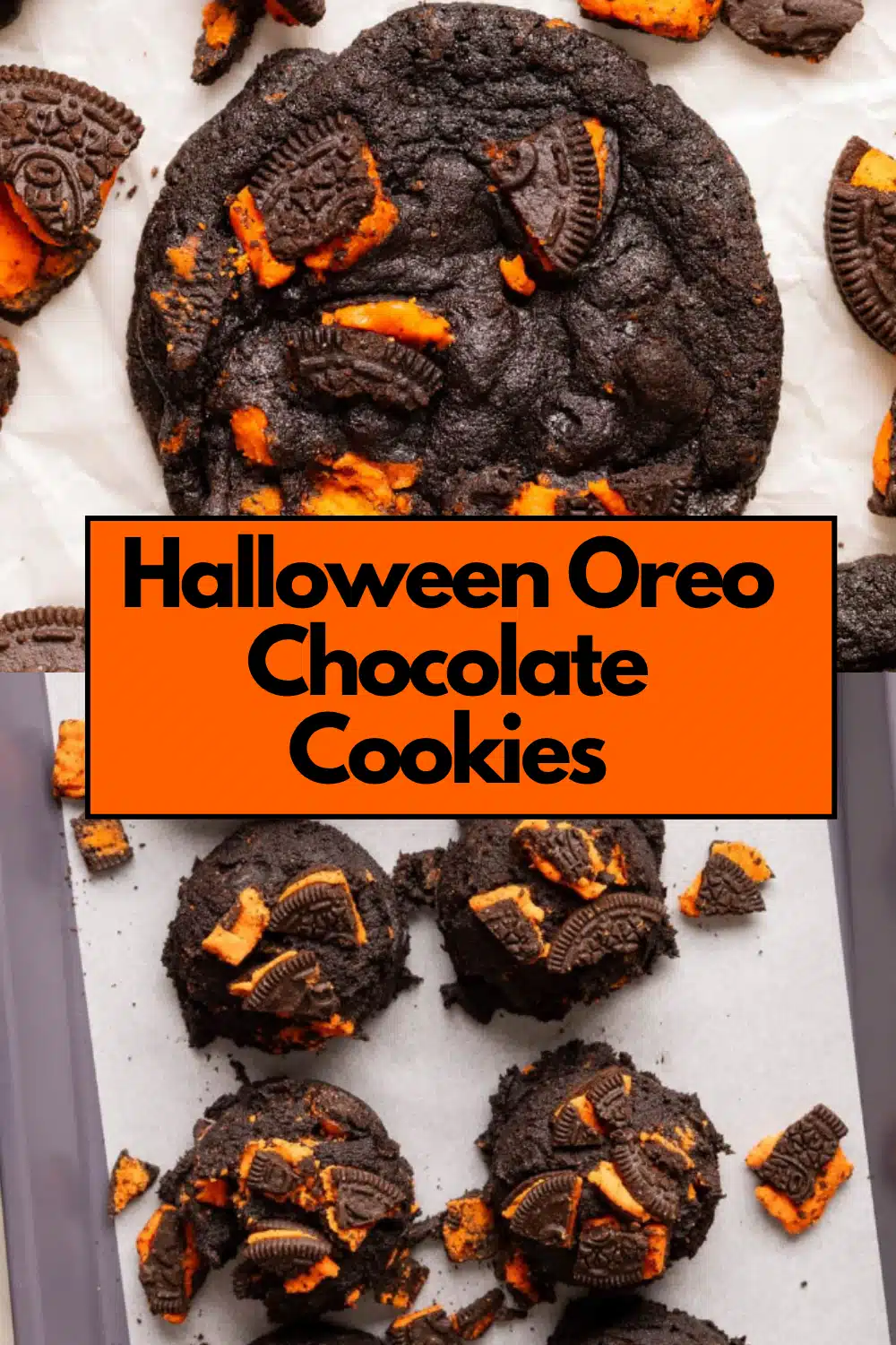 Halloween Oreo Chocolate Cookies The Most Easy Fudgy Dark Cocoa Black Velvet Crushed Oreo Dough Orange Cream Swirl Individual Cookie 66 Halloween Oreo Chocolate Cookies