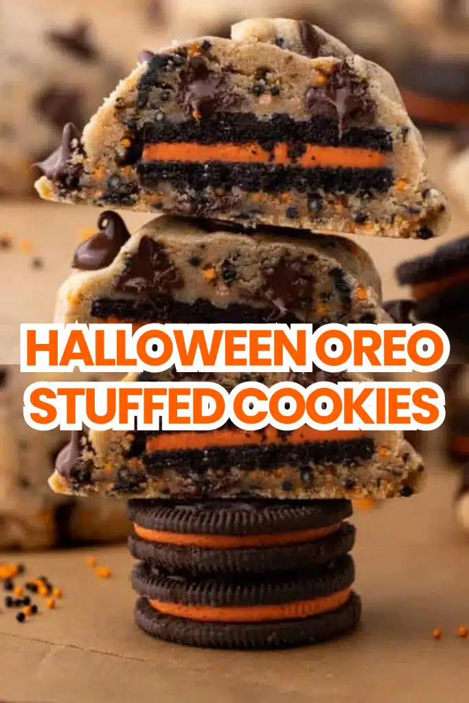 Halloween Oreo Stuffed Cookies The Most Easy Giant Halloween Oreo Stuffed Orange M&M Black Chocolate Chip Brown Sugar Dough Cookie Recipe 56 Halloween Oreo Stuffed Cookies