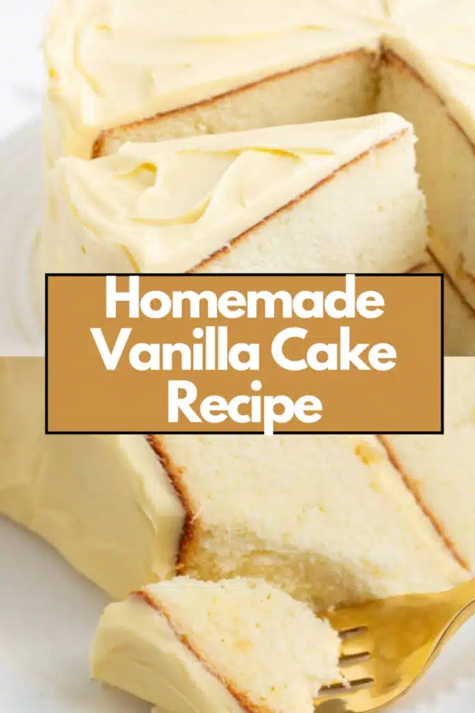 Homemade Vanilla Cake Recipe The Most Easy Moist Buttery Sour Cream Egg Yolk Vanilla Whipped Buttercream Two Layer Celebration Cake 60 Homemade Vanilla Cake Recipe cloud-like buttercream with sprinkles on white stand on marble
