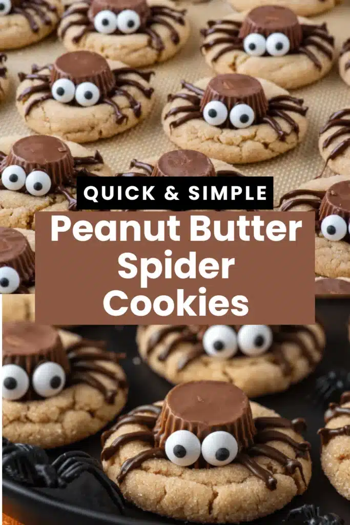 Peanut Butter Spider Cookies The Most Easy Halloween Peanut Butter Blossom Chocolate Kiss Candy Eye Spider Individual Cookie Recipe 56 Peanut Butter Spider Cookies adorable Halloween spiders with chocolate kiss and licorice legs on black platter on marble