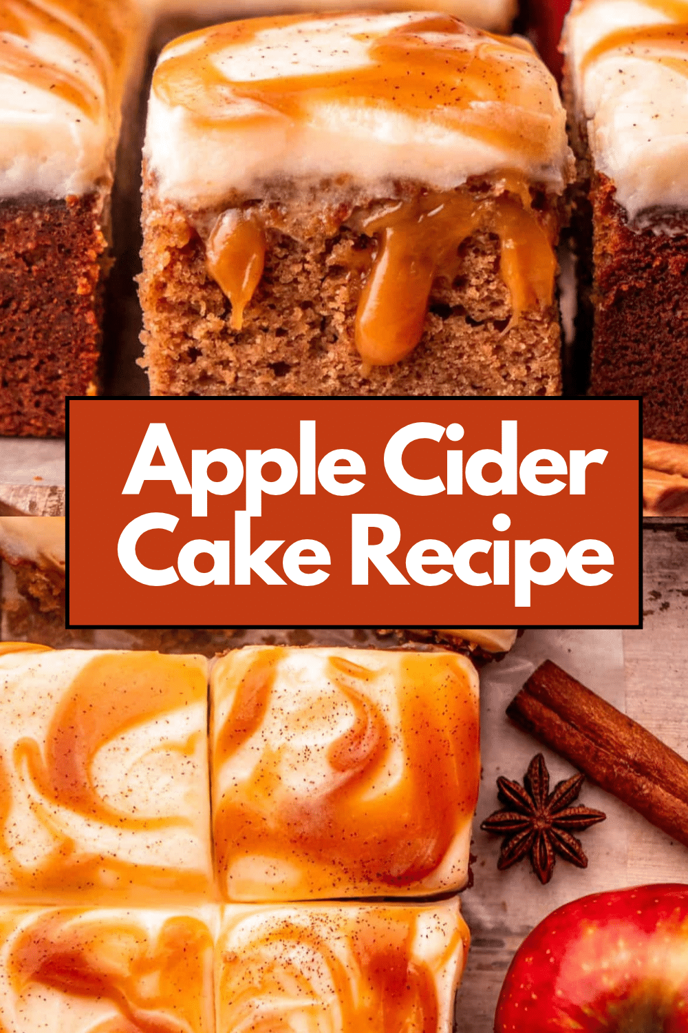 Apple Cider Cake Recipe bundt with cider glaze on white stand on marble
