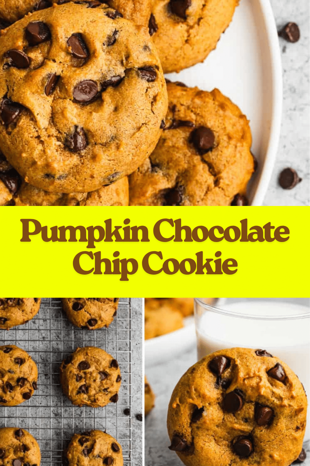Pumpkin Chocolate Chip Cookie soft cream cheese cinnamon sugar with mini chips on white plate on marble