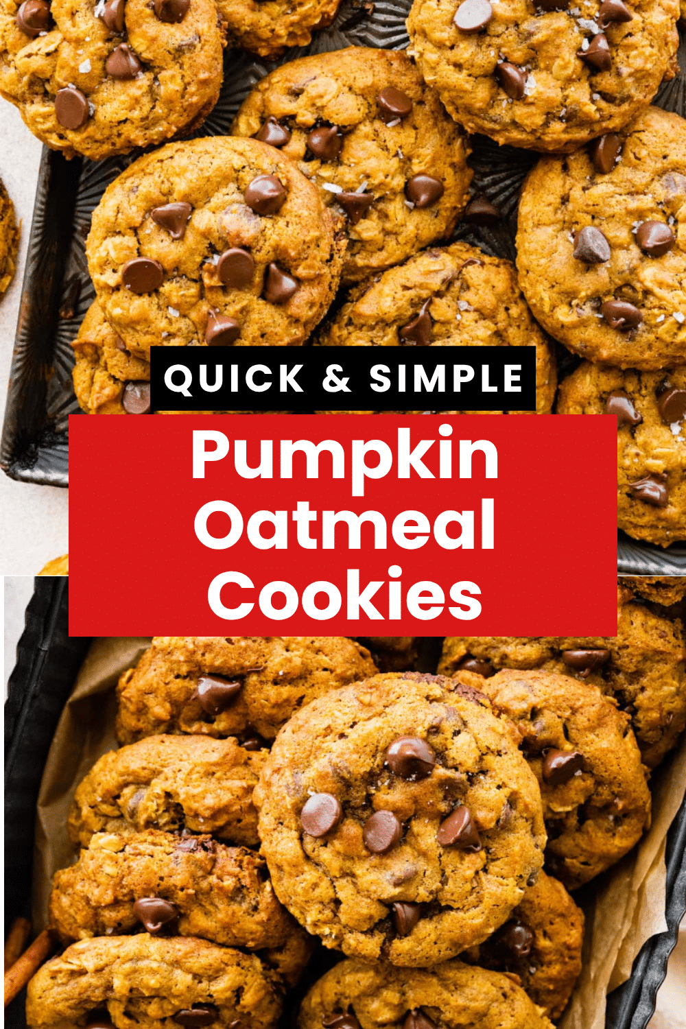 Pumpkin Oatmeal Cookies hearty golden rolled oat with chocolate chips on white plate on marble